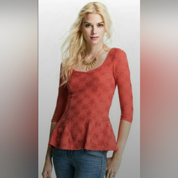 NWT FREE PEOPLE Daisy Pointelle Peplum Top - Picture 5 of 15